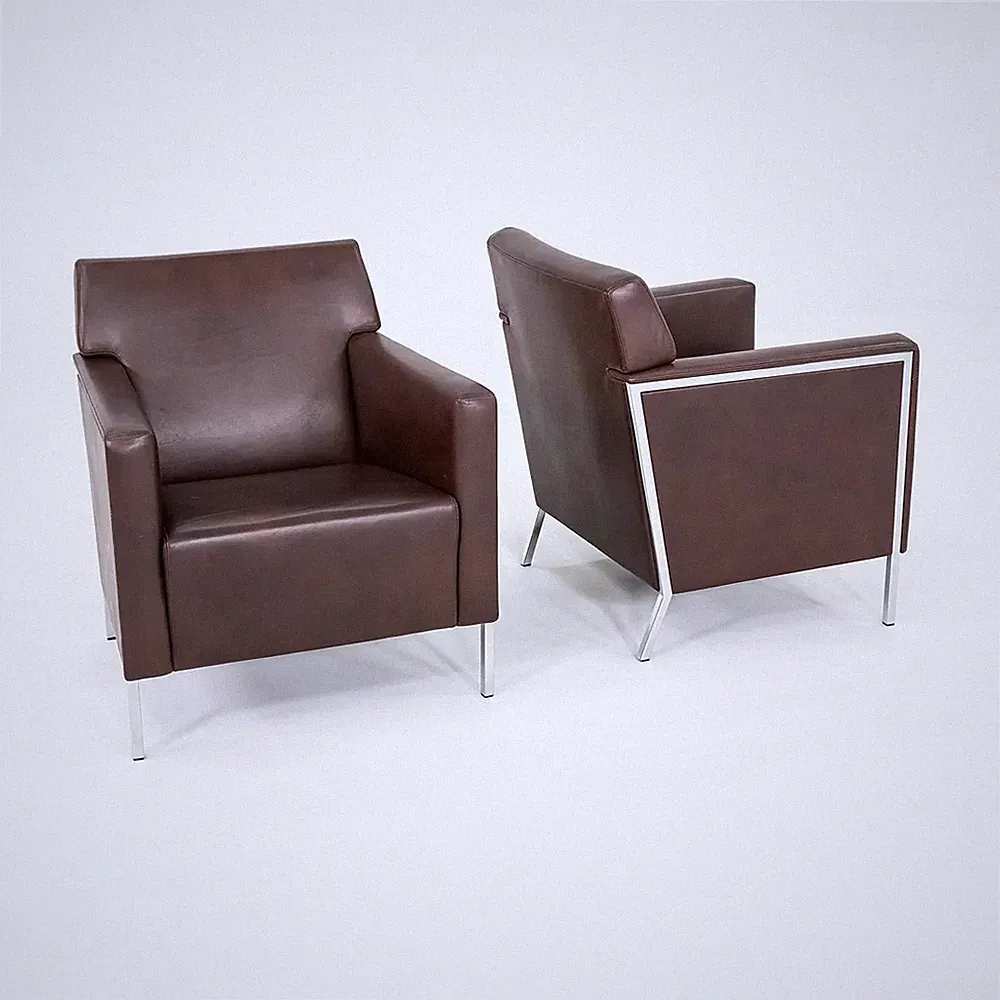2010s Enrico Franzolini for Moroso Steel Lounge Small Armchair in Brown 3x Avail