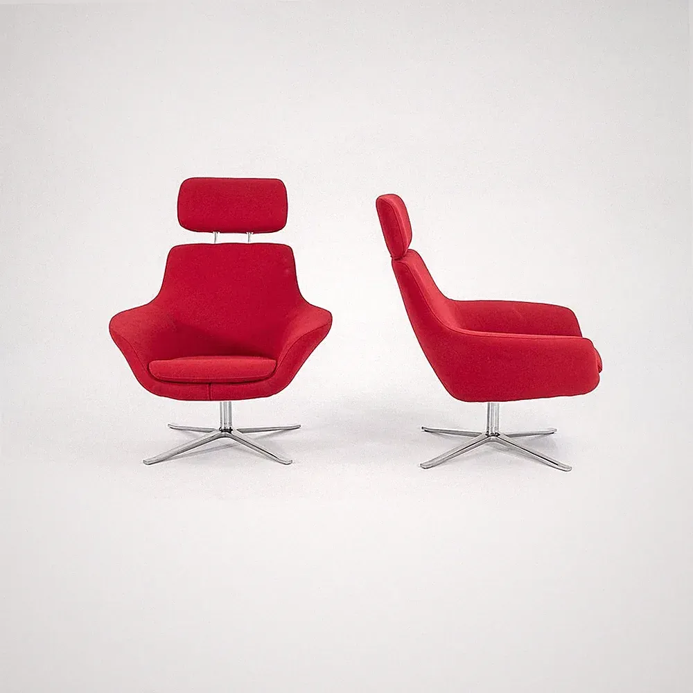 2013 Bob Swivel Lounge Chair in Red by Pearson Lloyd for Coalesse 1x Available