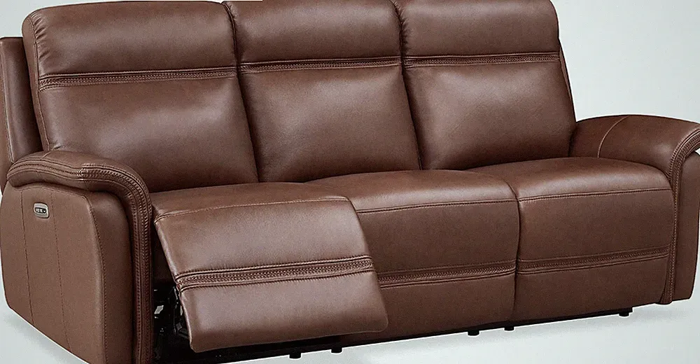 Hydeline Cascade Power Headrest Zero Gravity Reclining Top Grain Leather Sofa