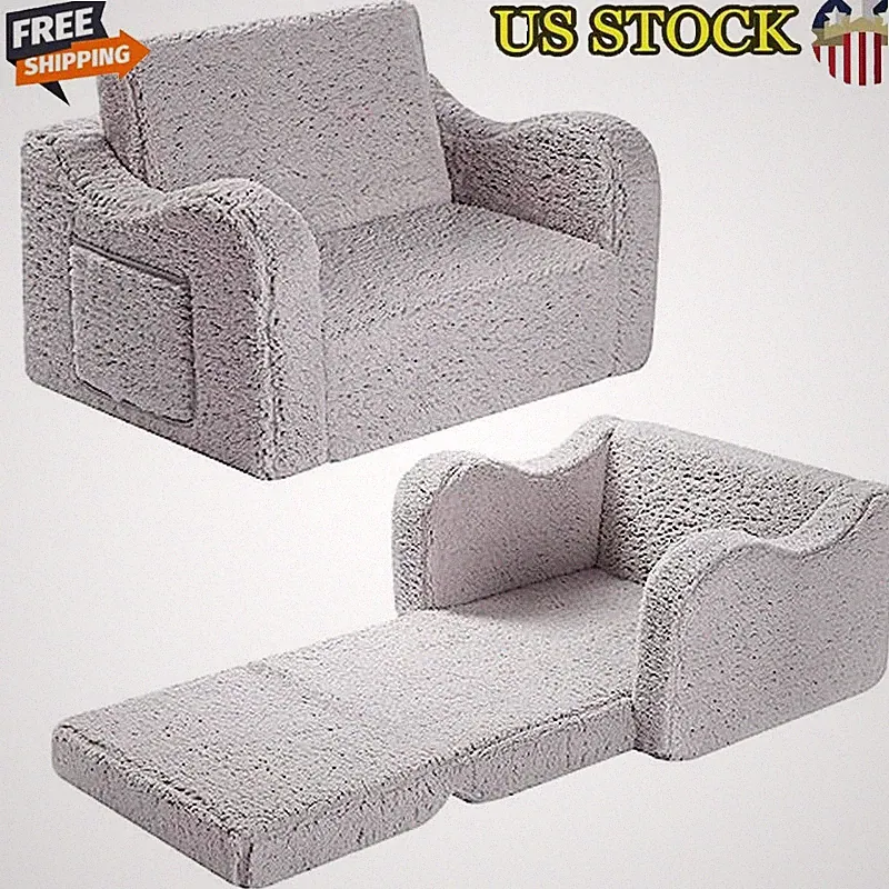 Kids Convertible Sofa Chair Portable Lounger Soft Plush Nap Pad Durable Design