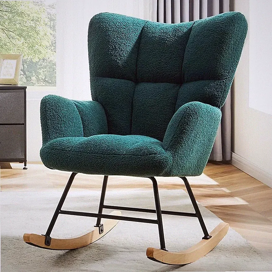 Teddy Rocking Chair Upholstered Sofa Nursery Rocker Rocking Armchair for Baby