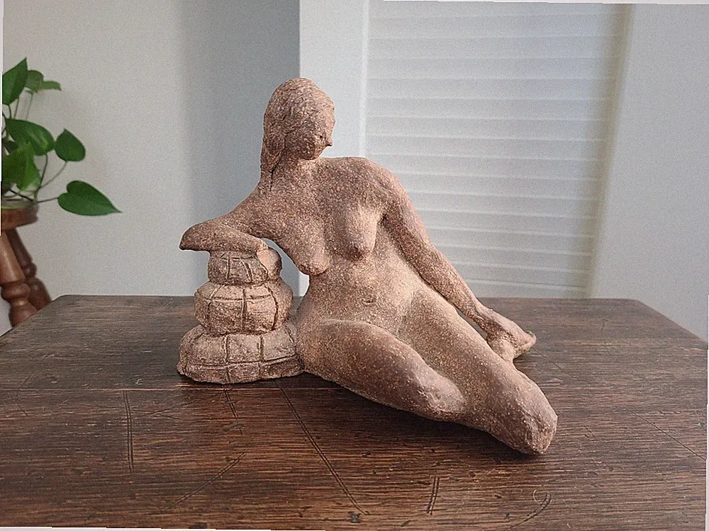 Vintage Mid Century 1960's Sculpture of a Reclining Nude Woman Signed Lewis